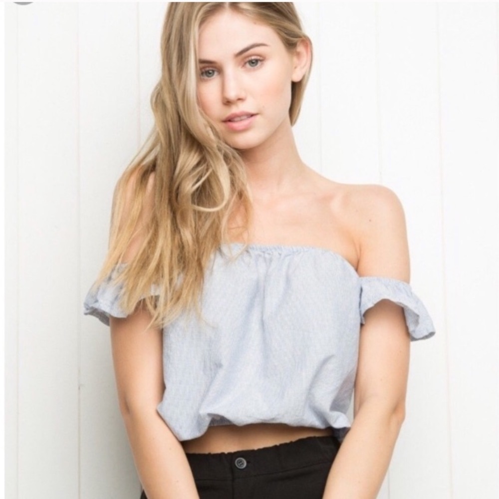 striped off the shoulder top